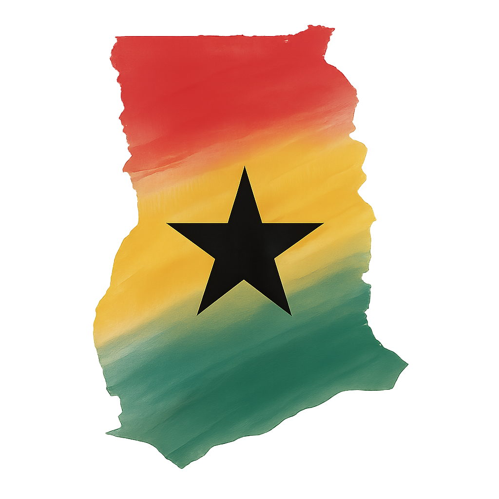 Ghana map with colours and Black Star, - Akwaaba, Welcome to Ghana
